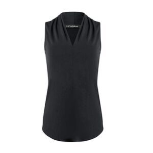 Iris Setlawke Matte jersey sleeveless pleated v-neck top Size Small NWOT